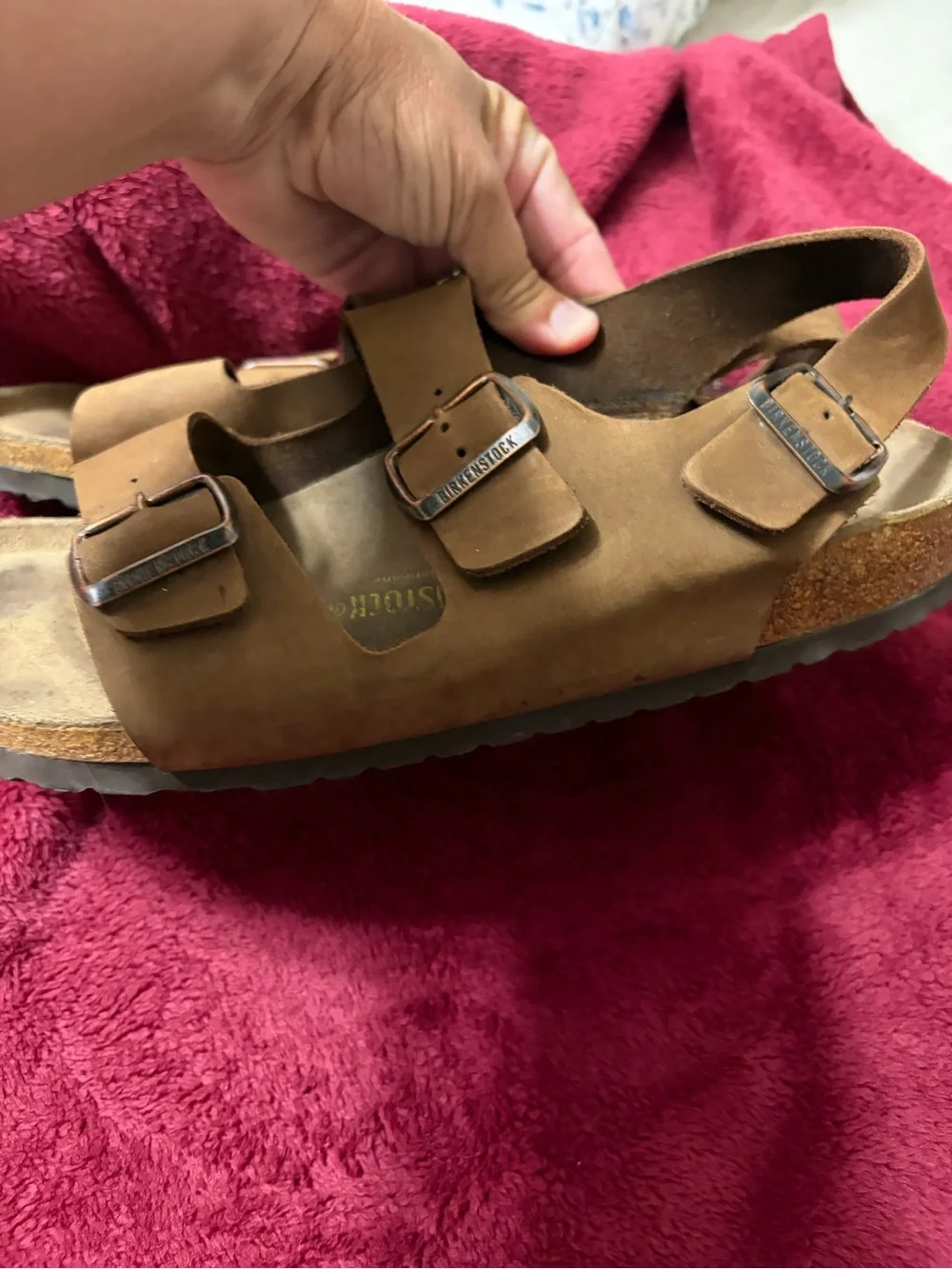 Birkenstock Milano Men’s Brown Leather Two-Strap Sandals size 43/10